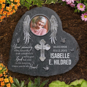 Your Memory Is My Keepsake With Which We'll Never Part - Personalized Memorial Stone, Human Grave Marker - Upload Image, Memorial Gift, Sympathy Gift