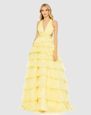 Chiffon Layered Cut Out Ballgown