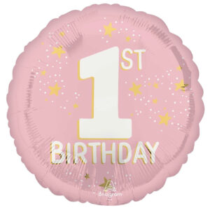 girl's first birthday foil balloon