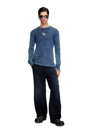 Distressed jumper with cut-out logo