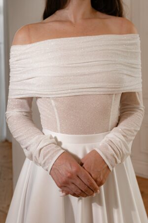 Light Ivory Glitter Bolero with Long Sleeves