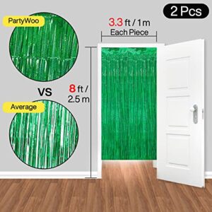 partywoo-green-foil-fringe-curtain-2-pcs-green-streamers-fringe-backdrop-metallic-tinsel-fringe-backdrop-door-fringe-party-streamers-for-birthday-christmas-graduation-jungle-party-decorations