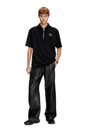 Zip front polo shirt with laser cut Oval D
