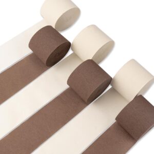 partywoo-crepe-paper-streamers-6-rolls-492ft-pack-of-crepe-paper-in-brown-and-white-sand-color-crepe-paper-for-birthday-decorations-party-decorations-wedding-decorations-1-8-in-x-82-ft-roll