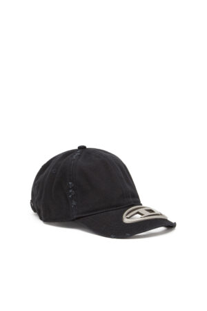 Baseball cap with metal Oval D plaque