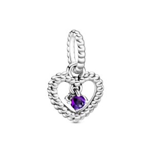 Purple Beaded Heart Dangle Charm