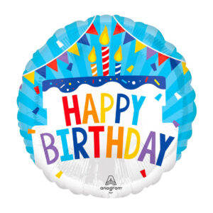 Birthday Balloon 18 Foil Mylar Blue Candles