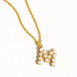 Gold Plated Pearl Letter Necklace
