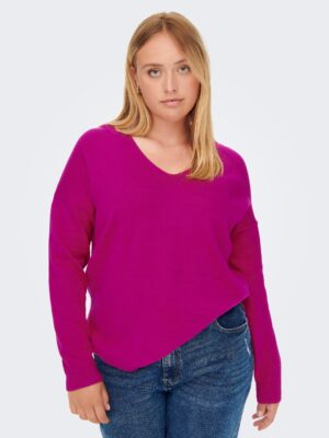Lang?rmet pullover i viscose-strik fra Carmakoma