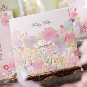 colorful-laser-cut-wedding-inviation-with-ribbon-lc080