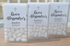 Baptism Party Favors Mint Labels Set of 24