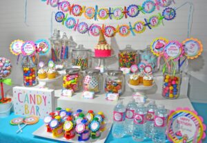 Rainbow Party Candy Shop Birthday Labels Set of 10
