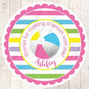 summer pool party favor stickers set of 24