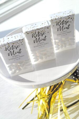 retirement party mint favor labels