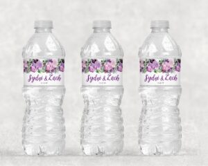 purple floral beverage labels set of 10