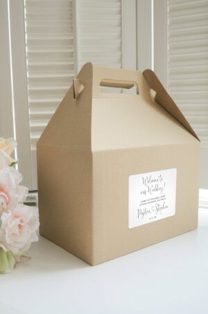 welcome gift boxes and labels