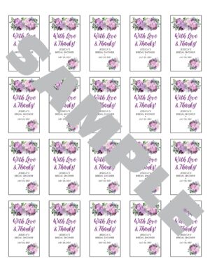 purple floral hand sanitizer labels set of 20