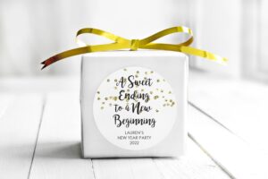 New Year's Favor Stickers Gold Confetti