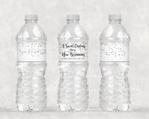 New Year's Beverage Decorations - Glitter and Black Set of 10