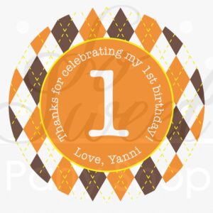Argyle Birthday Favor Sticker Labels