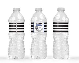 Retirement Water Bottle Labels - Black and Blue