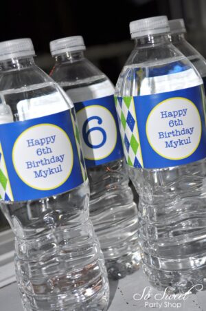 Argyle Water Bottle Wraps and Party Decorations