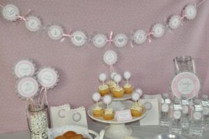 Baby Shower Decorative Sticker Labels Pink and Gray Set of 24