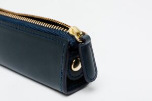slip on zipper pen case small blue