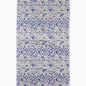 Blue and White Tile Design Tea Towel