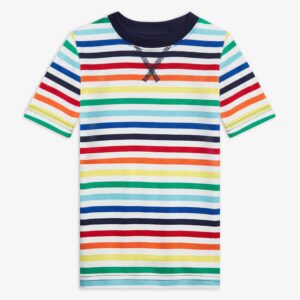 Kids short sleeve pj top in rainbow stripe