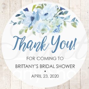 blue floral party favor stickers