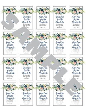Baby Shower Hand Sanitizer Labels Floral Design Mom to Be Set of 20
